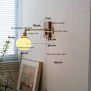 Axyaa Walnut Canopy Copper LED Wall Lamp with Rotating Ceramic Lampshade