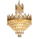 Axyaa Gold Crown Crystal Chandelier: Elegant Luxury Ceiling Light for Home