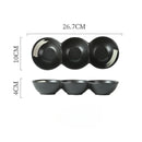 Axyaa Triple Grid Ceramic Sauce Bowl for Hot Pot Sushi Barbecue Tableware