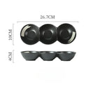 Axyaa Ceramic Triple Grid Sauce Bowl for Hot Pot Sushi Barbecue Seasoning