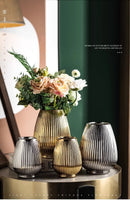 Axyaa Golden Ceramic Vase - European American Modern Home Decor & Flower Arrangement