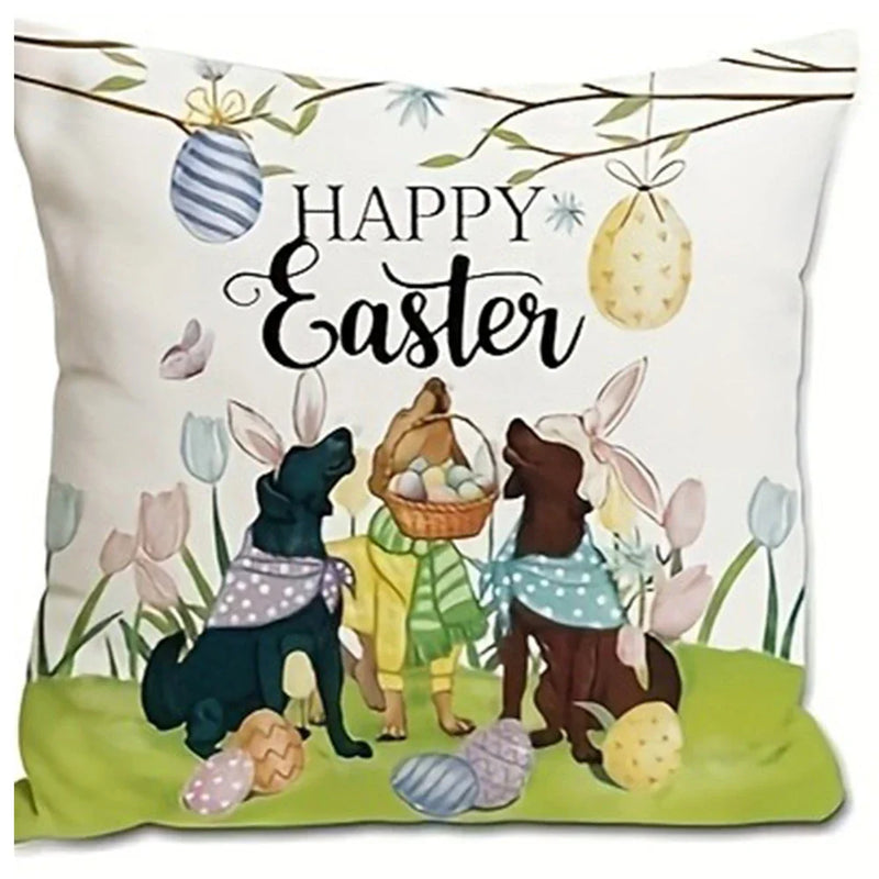Easter Puppy Cat Egg Pattern Pillowcase - Axyaa Brand Home Decoration
