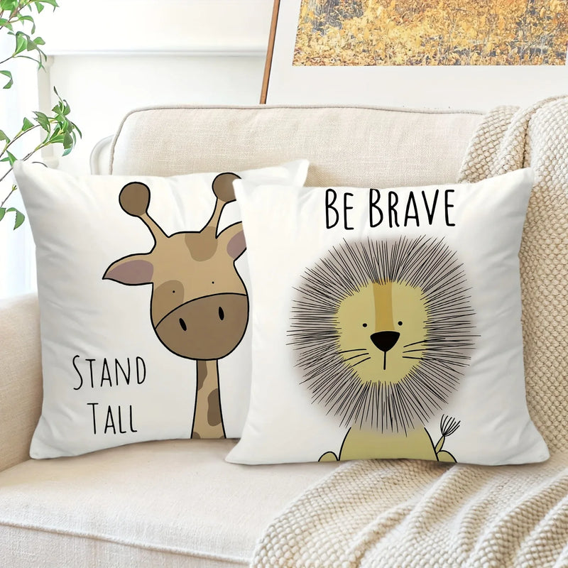 Axyaa Cartoon Animal Print Pillowcase for Living Room Decoration