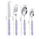 Axyaa Ceramic Pearl Handle Stainless Steel Cutlery Set