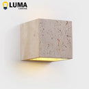 Axyaa Yellow Travertine Outdoor Wall Lamp - Waterproof Square Sconce for Courtyard, Hallway, Stairs