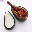Axya Ceramic Avocado Plate Cover Band Salad Bowl - Tableware Bowl Set