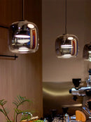 Axyaa Smoke Grey Glass LED Pendant Lights for Dining Kitchen Bar Decor