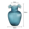 Axyaa Geometric Wavy Stripes Glass Vase Frosted Transparent Hydroponics Wedding Home Decor