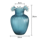Axyaa Geometric Wavy Stripes Glass Vase Frosted Transparent Hydroponics Wedding Home Decor