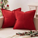 Axyaa Corduroy & Boho Striped Pillow Covers: Soft Broadside Decorative Cushion