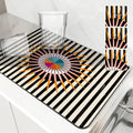 Axyaa Color Block Absorbent Draining Mat - Quick Dry Dish Drying & Bathroom Drain Pad