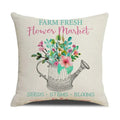 Axyaa Spring Flowers Linen Pillowcase: Bike Truck Print Cushion Cover 45x45CM