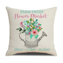 Axyaa Spring Flowers Linen Pillowcase: Bike Truck Print Cushion Cover 45x45CM