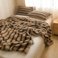 Axyaa Faux Rabbit Fur Blanket: Luxury Double Layer Plush Throw for Sofa Bed
