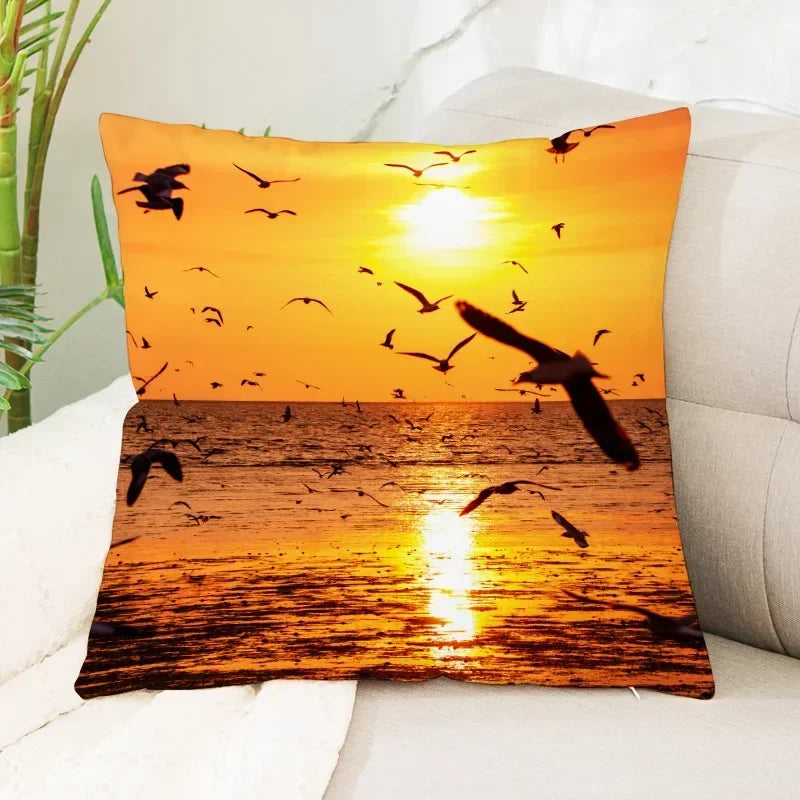 Axyaa Sea Waves Beach Pillowcase - Creative Office Car Home Lumbar Cushion Cover