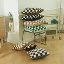 Axyaa Multicolor Checkerboard Lamb Fleece Cushion Cover 45X45