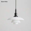 Axyaa Three-layer Glass Pendant Lighting in White Gold Silver