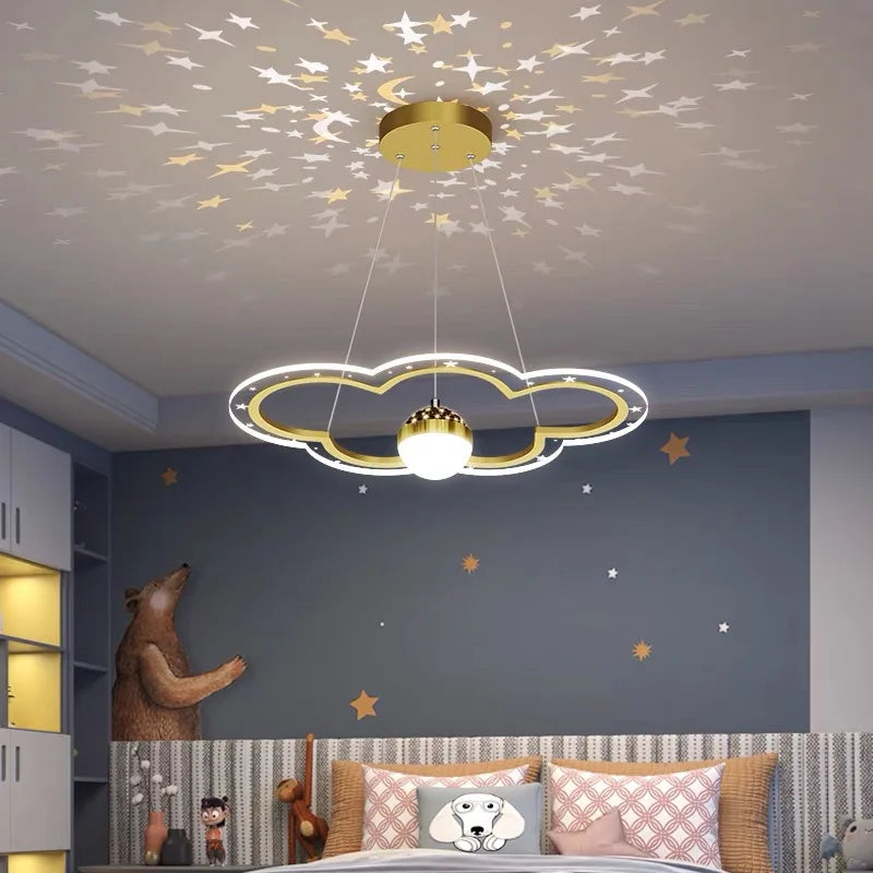 Axyaa Cloud Flower LED Chandelier: Starry Sky Decor for Kids' Bedroom or Study Hall