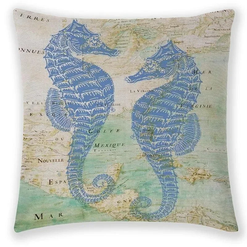 Axyaa Sea Animal Linen Pillow Case 45*45cm Home Decoration