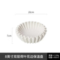 Axyaa Lotus Leaf Insulation Plate, Ceramic Lace Salad Plate, White Double-layer Ceramic Tableware