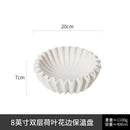 Axyaa White Lotus Leaf Insulation Plate, Lace Design Salad Plate, Ceramic Tableware