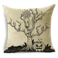 Axyaa Skull Pumpkin Printed Linen Throw Pillowcase for Living Room Party