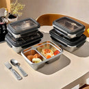 Axyaa Stainless Steel Divided Bento Lunch Box - Portable & Sealed
