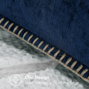 Luxury Blue Chenille Cushion Covers with Stitched Edge for Sofa Decor - Axyaa