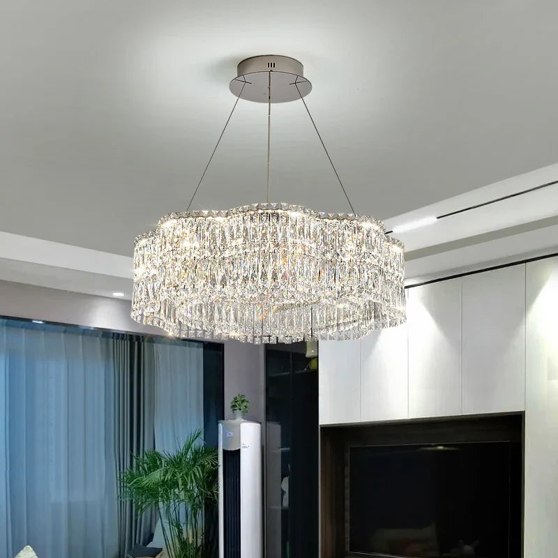 Axyaa Crystal Chandelier: Luxury High-End Living Room Bedroom Restaurant Lamps