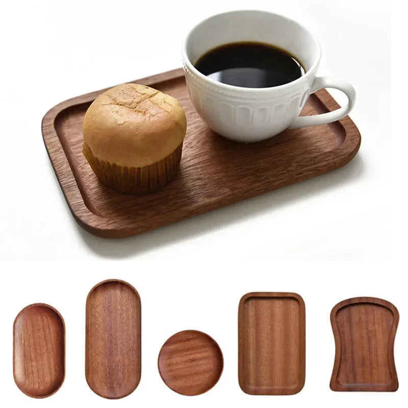 Axyaa Wooden Fruit Dessert Plate Tray Tableware Oval Round Square Toast Shape