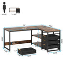 Axyaa L-Shaped Computer Desk with Storage Drawers and Shelves