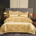 Axyaa Satin Jacquard Embroidered 4-Piece Bedding Set
