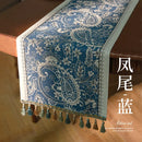 Axyaa Woven Jacquard Tassel Tablecloth Set