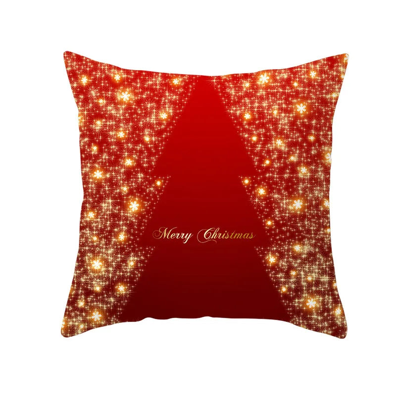 Axyaa Christmas Gift Pillowcase Red Print Cushion Cover for Home Sofa
