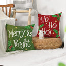 Axyaa Christmas Cushion Covers: Green Red Plaid Merry Christmas Pillowcase 45x45CM