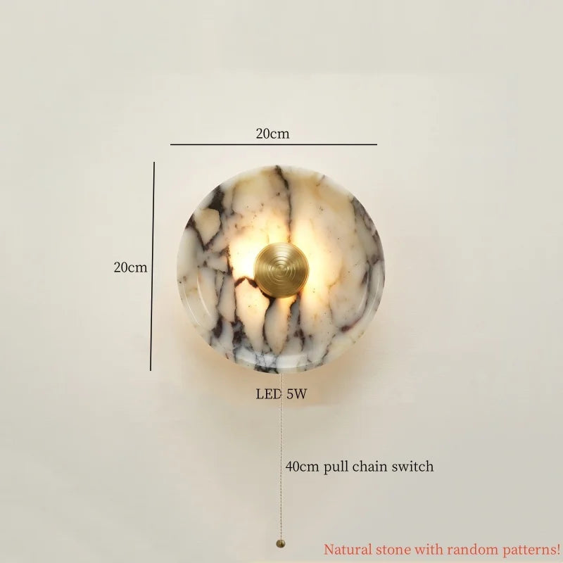 Axyaa Circular Marble LED Wall Lamps Nordic Minimalism Living Room Lights