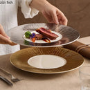 Axyaa Golden Edged Tree Pattern Ceramic Dining Plate Set
