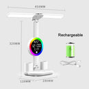 Axyaa Rechargeable LED Desk Lamp with Fan, Clock, and Night Light