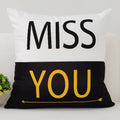 Axyaa Black Yellow Alphabet Letter Cushion Cover - Square Polyester Pillow Case