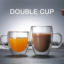 Axyaa Double Wall Glass Cup Set - Handmade Heat Insulated Drinkware with Handle