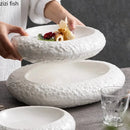 Axya Double Layer Insulation Ceramic Dinner Plate - Irregular Rock Texture Specialty Tableware