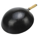 Axya Cast Iron Steel Wok Pan - No Coating Black Shiny Deep Frying Cookware