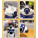 Axyaa Kawaii Astronaut Space Water Bottle 1300ml BPA-Free with 3D Stickers Straw