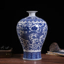 Axyaa Blue White Porcelain Vase Antique Chinese Ceramic Home Decor Flower Arrangement