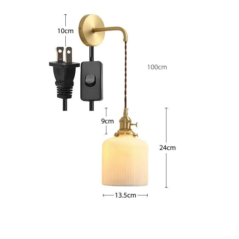 Axyaa Nordic LED Wall Light - Adjustable Copper Ceramic Fixture for Bedroom Living Room
