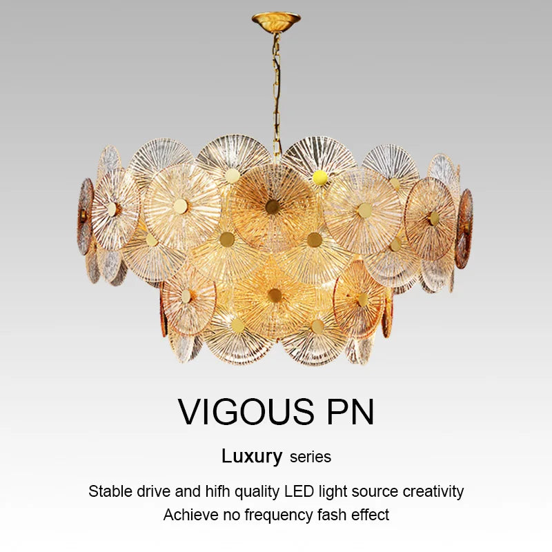 Luxury Lustre Glass Chandelier: Axyaa LED Pendant Lamp for Living, Dining & Bedroom.