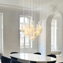 Axyaa French Glass Chandelier Cream Luxe Staircase Lamp