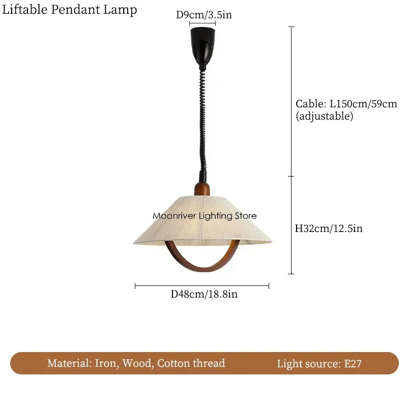 Wood Pendant Chandelier by Axyaa: Retro Japan Style Hanging Lamp for Rustic Room Decor