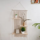 Axyaa Boho Macrame 3 Tier Wall Shelf for Home Decor