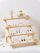 Axyaa Wood Jewelry Display Stand with Card Slot for Earrings, Necklaces, Rings
